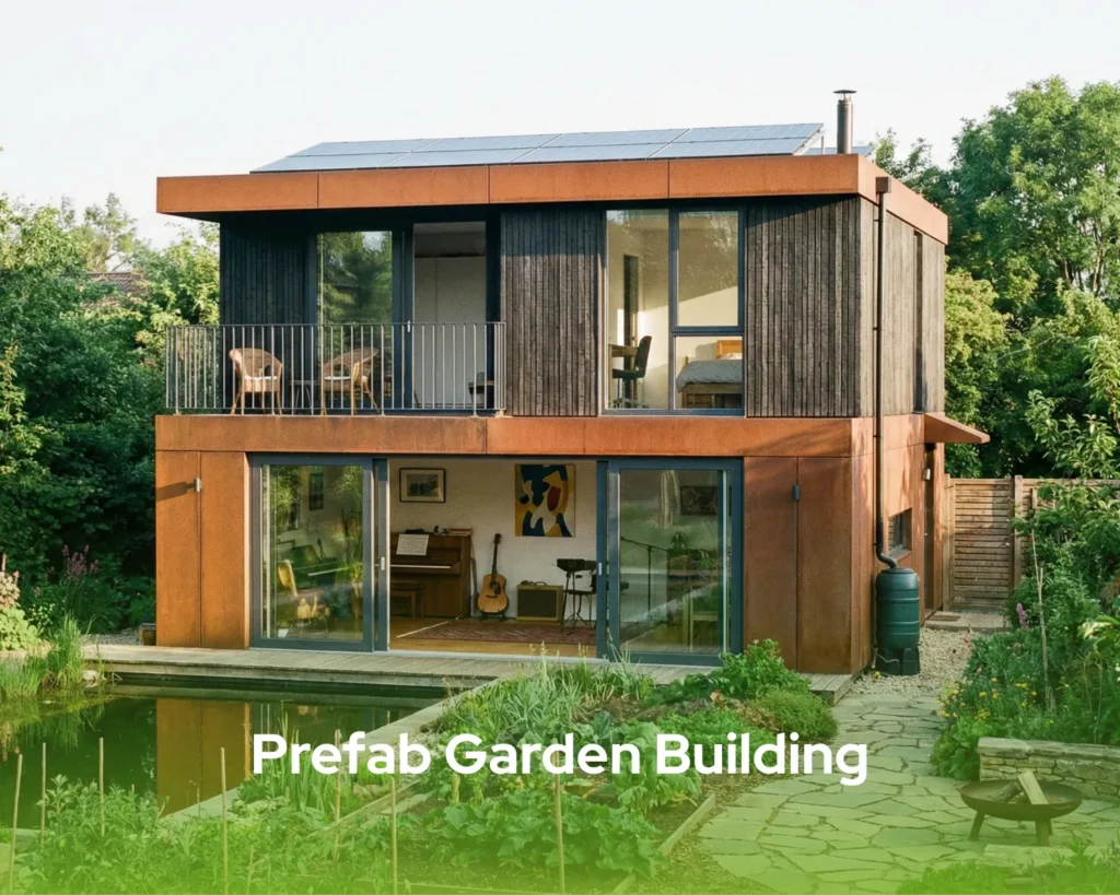 Luxury prefab garden building with modern glass walls; click to see our 2026 collection and transform your backyard today.