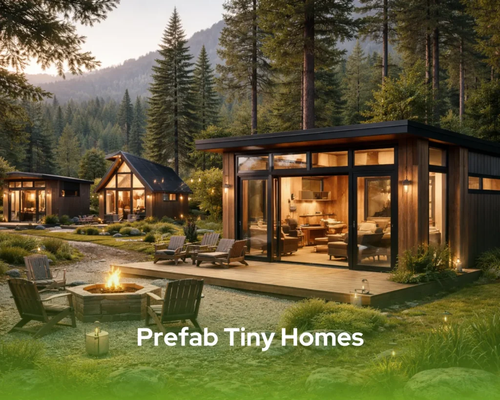 Modern prefab tiny homes design by Pramo; click to view our sustainable Pramo tiny homes collection.
