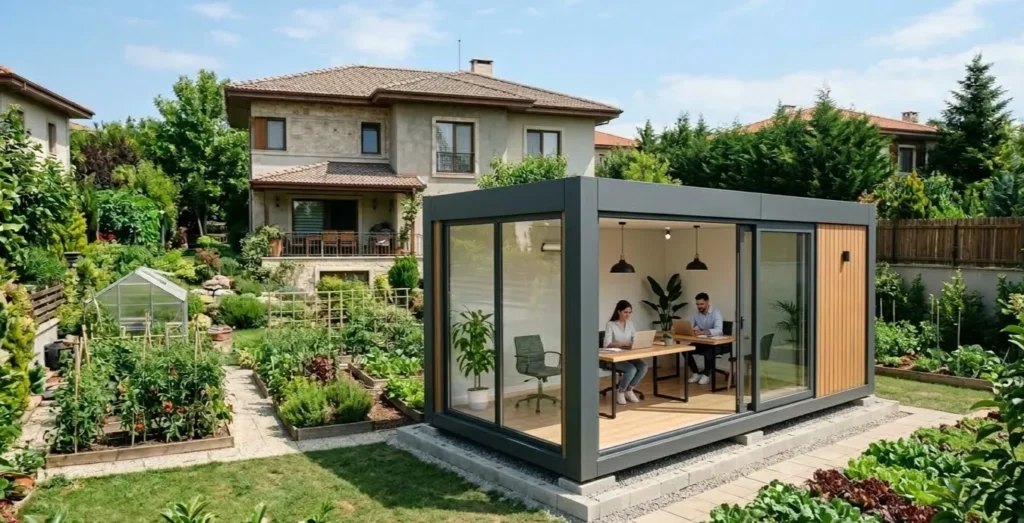 Modern prefab office space by Pramo English designed for agile businesses; click to explore our innovative modular workplace solutions.