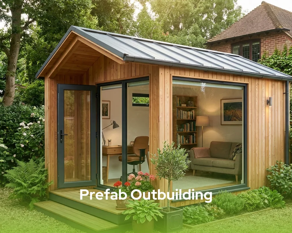 Pramo prefabricated outbuilding installation showing steel frame durability; learn more about our engineering standards.