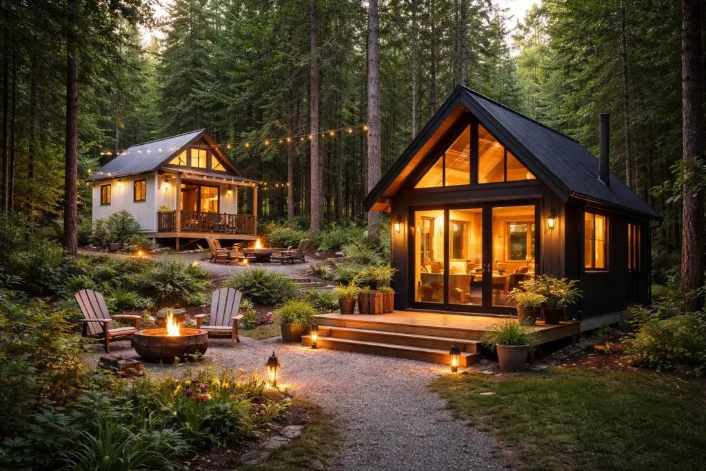 Luxury tiny house rentals with modern steel-frame design by Pramo; view our 2026 models.