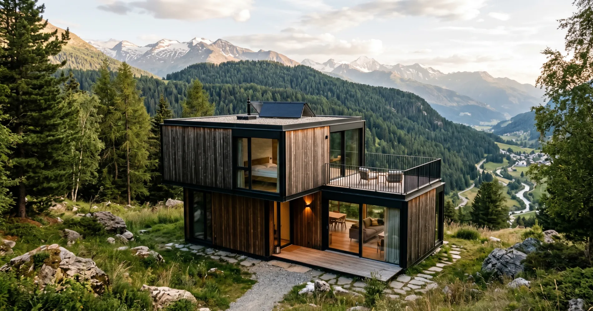 Modern luxury box houses by Pramo with premium cladding; explore our customizable modular designs and find your dream home today.