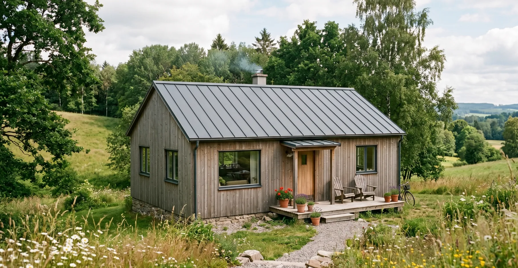 Modern simple houses designed by Pramo for sustainable and energy-efficient living.