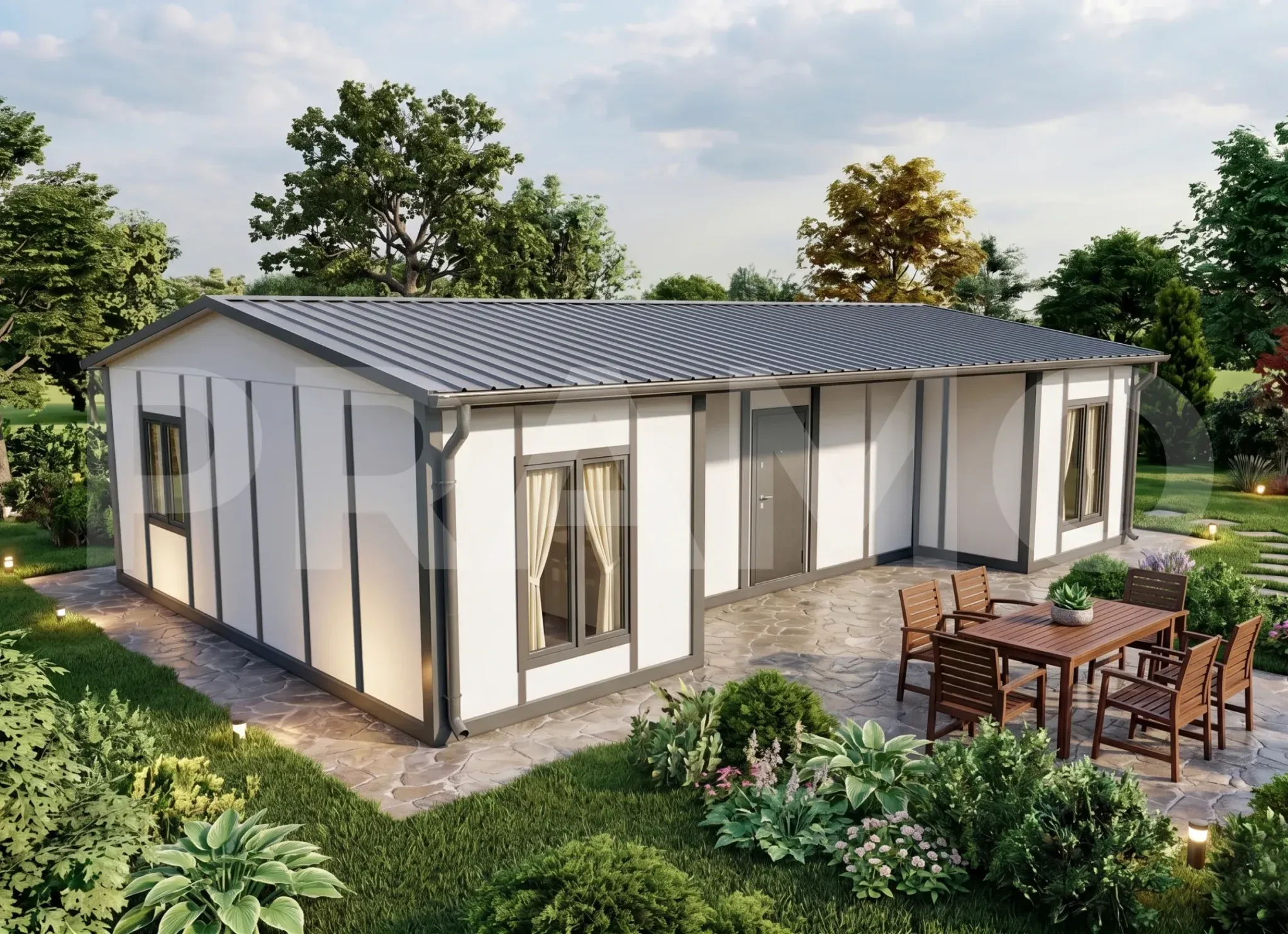 Modern container house designs by Pramo offering fast installation, durable structures, and comfortable living solutions.