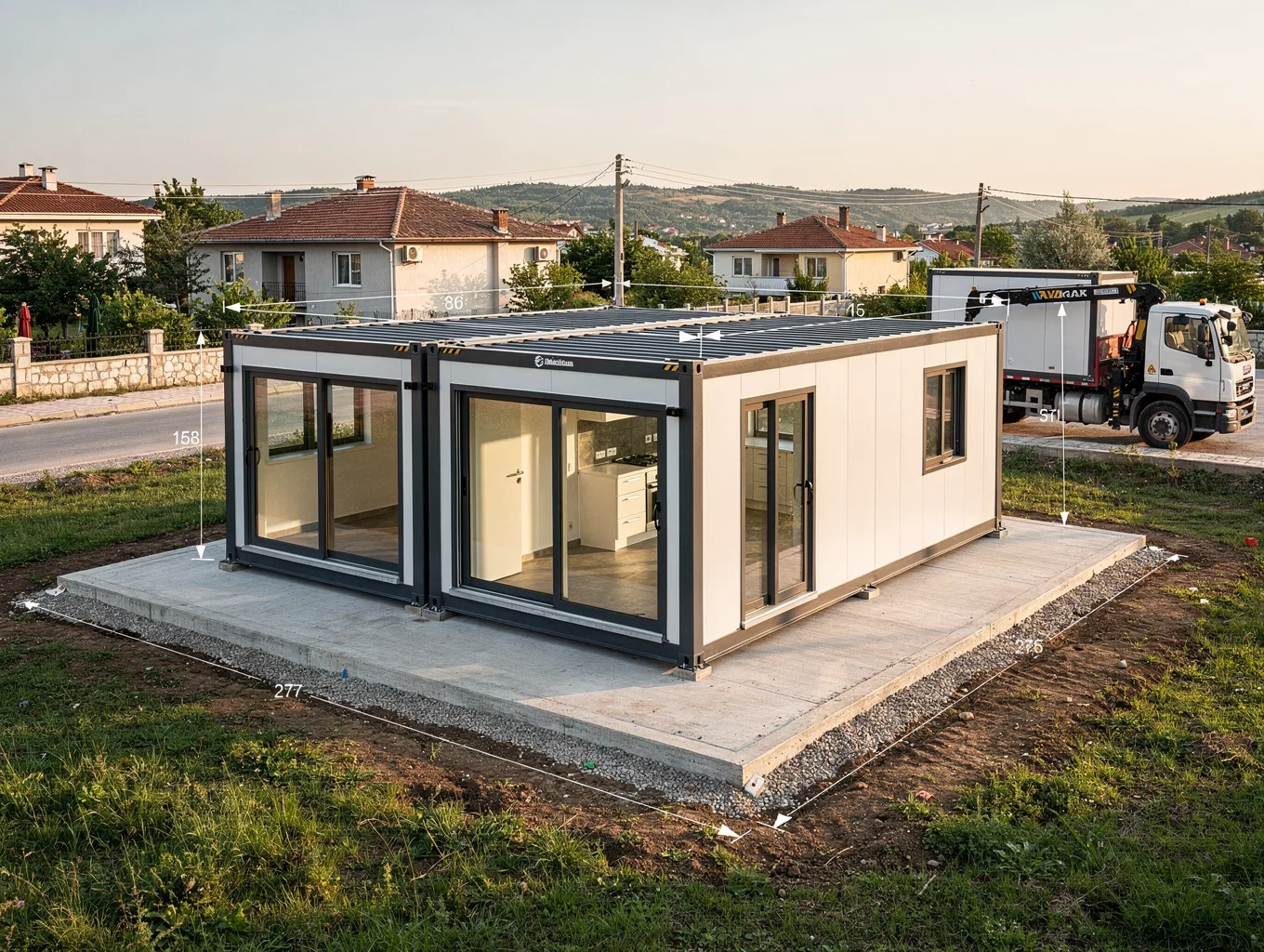 Container home size determined by site area, transportation and installation requirements
